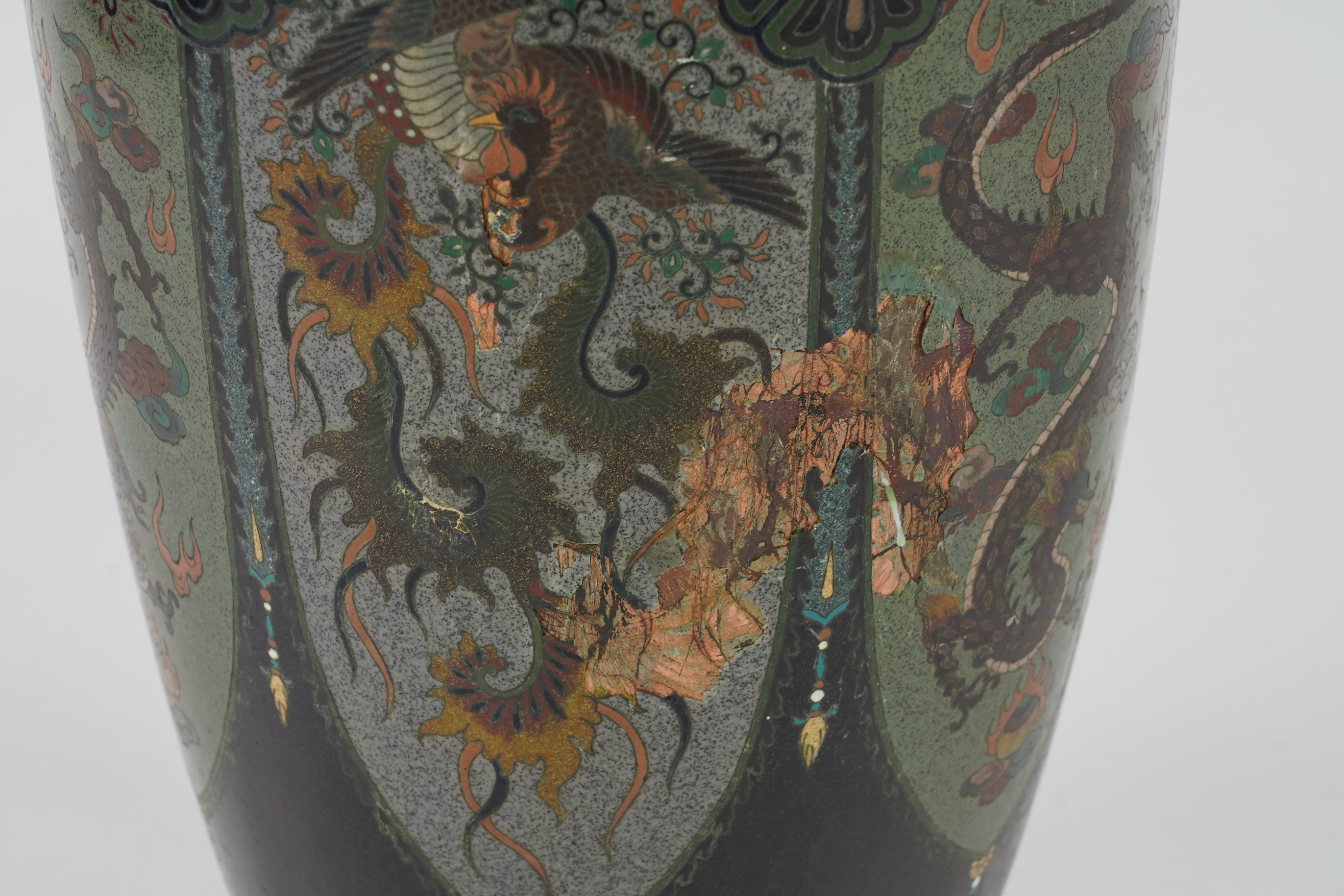A massive Japanese cloisonné enamel vase, Kyoto, early 20th century